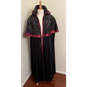 Jack the Ripper Adult Cloak Size XL Black with Dark Red Trim Vampire Victorian